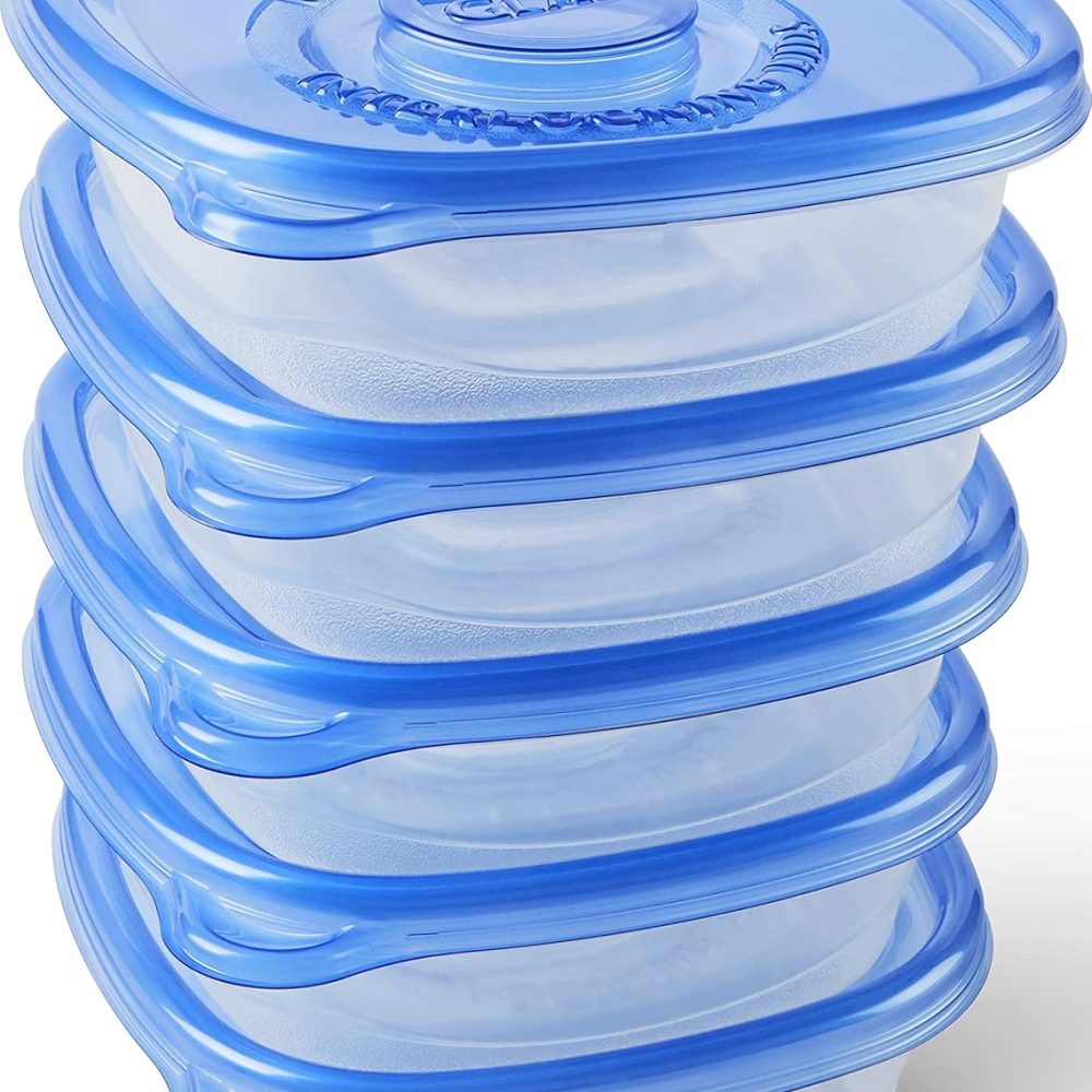 Glad Food Storage Containers for Everyday Use, Medium Square - Standard Meal Container Holds up to Twenty-Five Ounces, Blue, 25 oz - 5 Count - Image 3