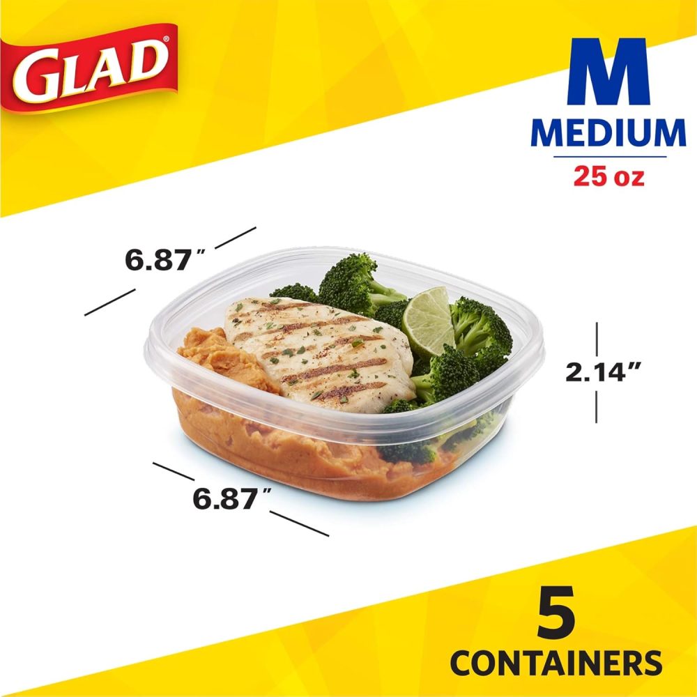 Glad Food Storage Containers for Everyday Use, Medium Square - Standard Meal Container Holds up to Twenty-Five Ounces, Blue, 25 oz - 5 Count - Image 4