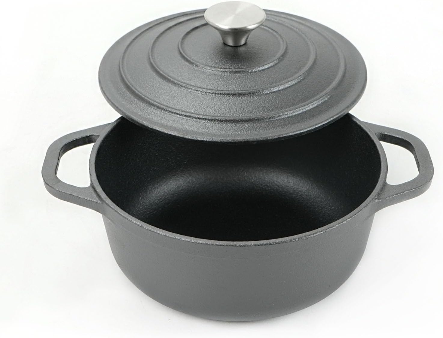HAWOK Cast Iron Pre-seasoned Mini Dutch oven Dia. 18 cm/7 inch 1.5 Quart with Silicone Bread Sling Black - Image 3