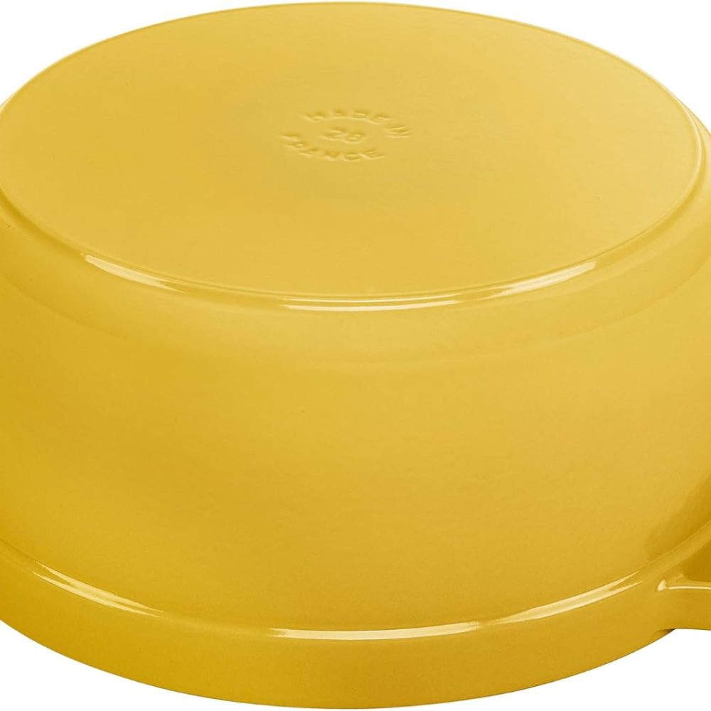 Staub Cast Iron Round Cocotte, Dutch Oven, 7-quart, serves 7-8, Made in France, Citron - Image 3