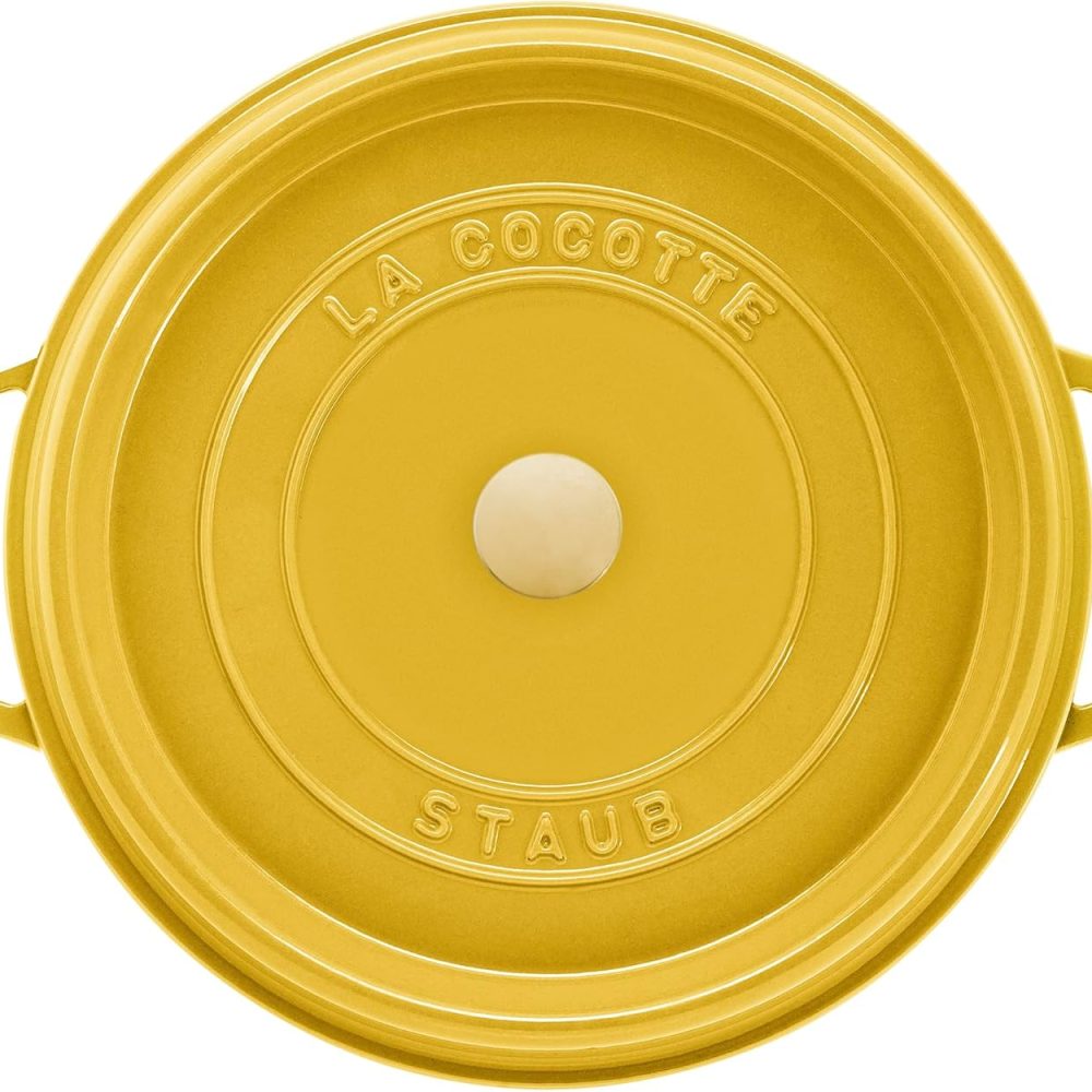 Staub Cast Iron Round Cocotte, Dutch Oven, 7-quart, serves 7-8, Made in France, Citron - Image 4